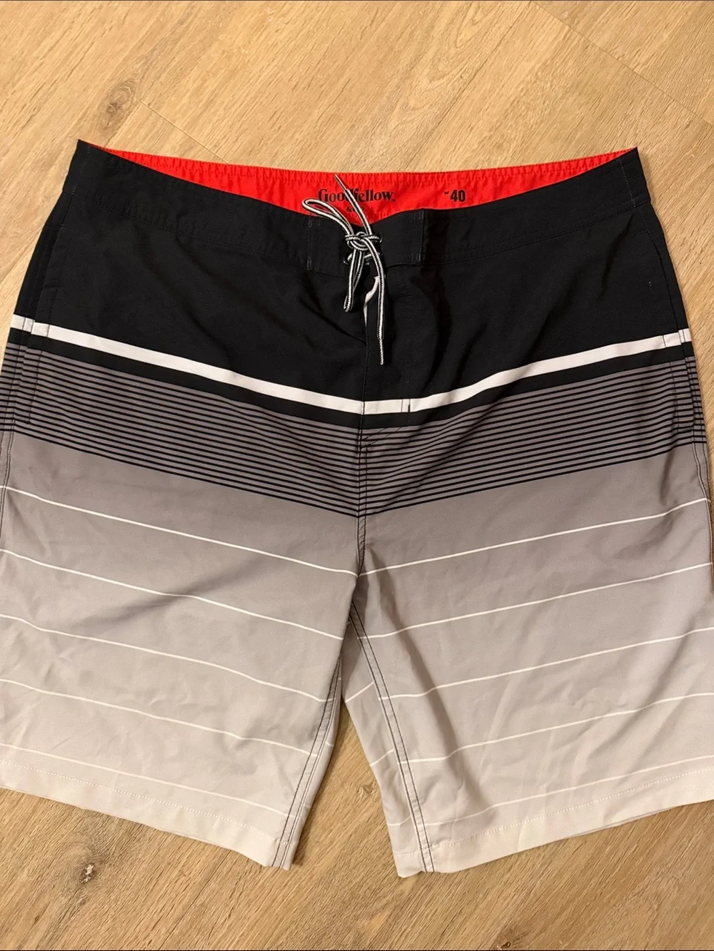 Goodfellow & Co Black, Gray & Red Men’s Gradient Board Shorts